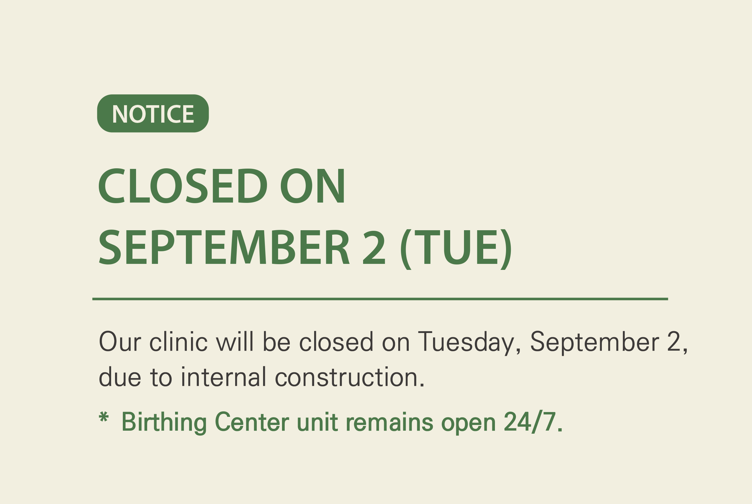 Closed on Tuesday
